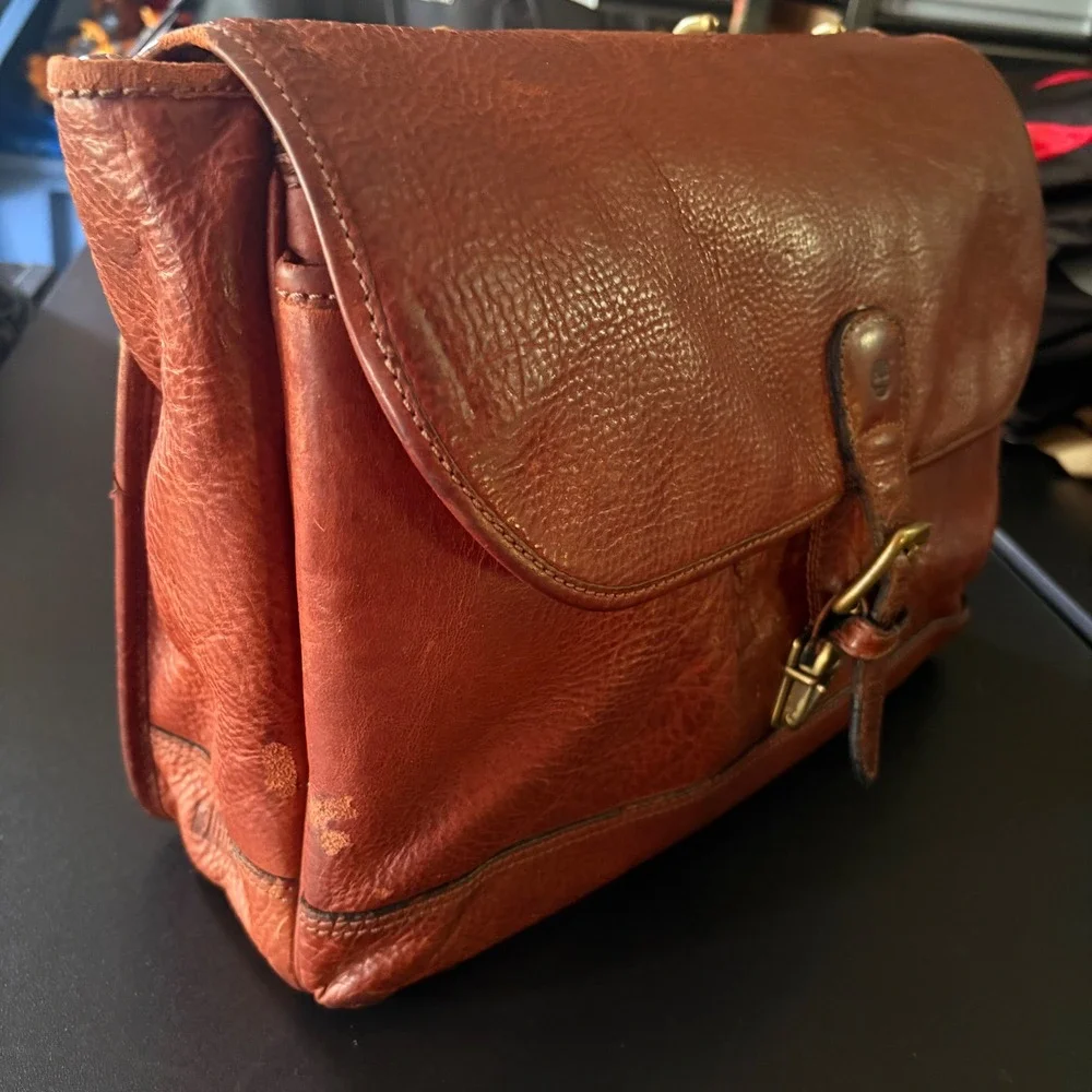 vintage Timberland brown leather crossbody briefcase Office bag computer